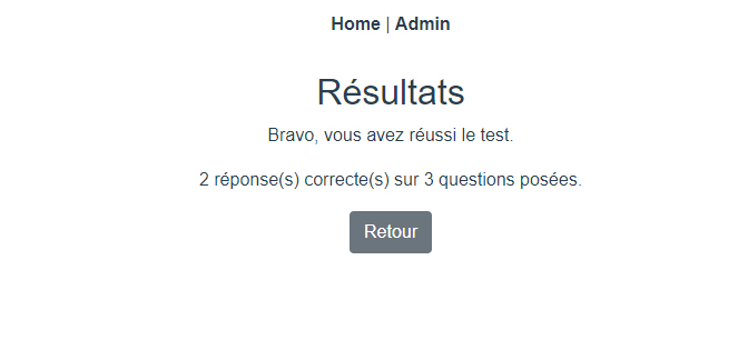 Logiciel de gestion de l'accès visiteurs Screenshot du résultat au quizz