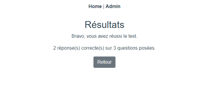 Logiciel de gestion de l'accès visiteurs Screenshot du résultat au quizz